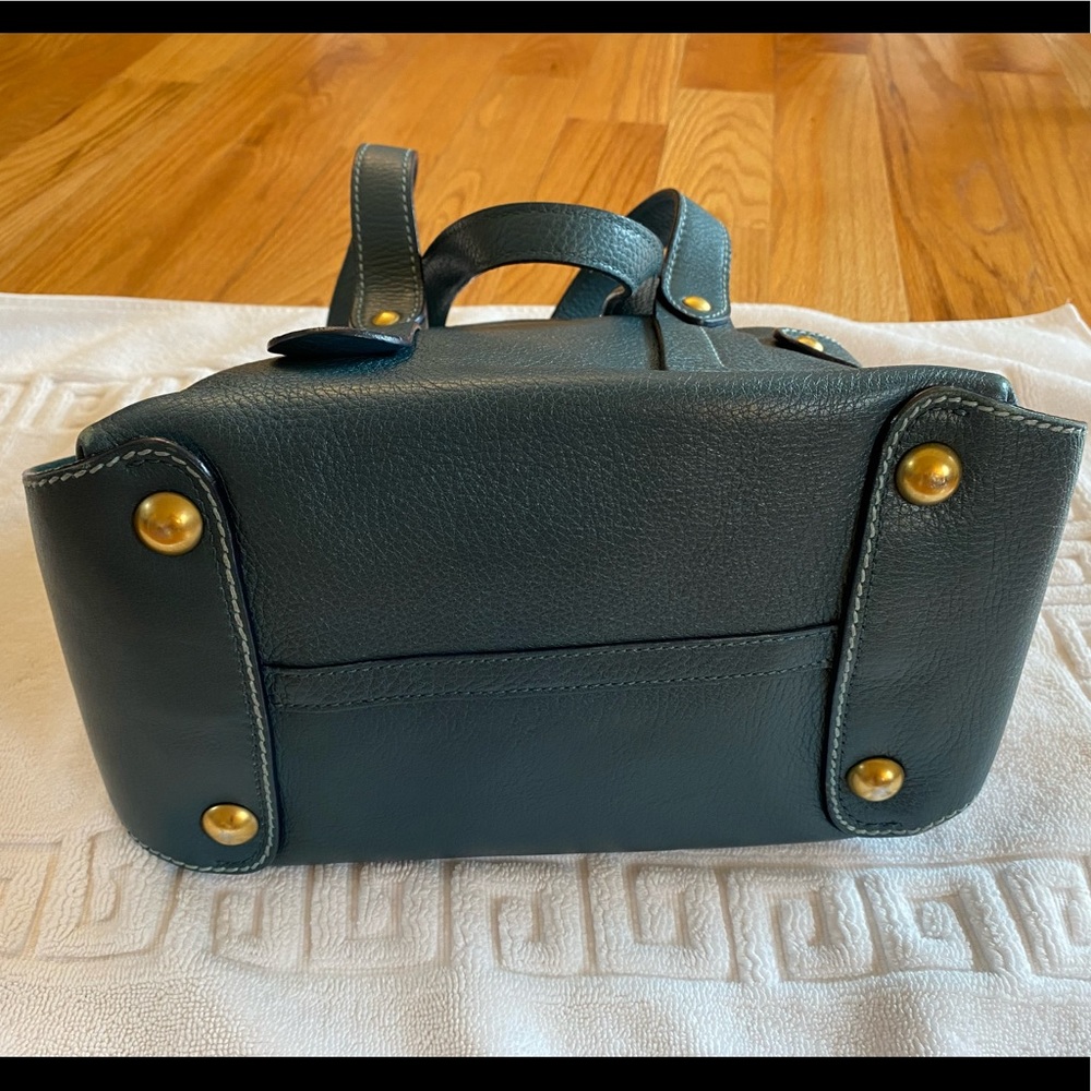 Authentic Ferragamo Blue Gancini Tote with Double Straps & Brushed Gold Hardware - Picture 2 of 13